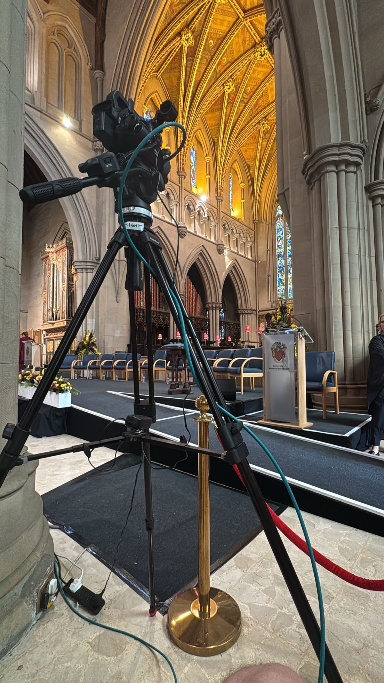 AV equipment setup at Bolton Albert Hall